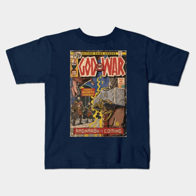 God of War Ragnarök Comic book cover Fan Art Kids T-Shirt by MarkScicluna